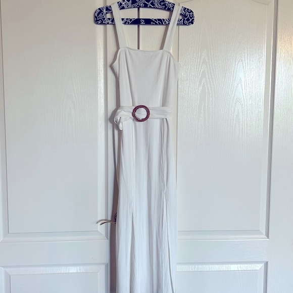 TopShop belted ribbed knit tank midi‎ dress with double slits size 4 - Picture 3 of 14